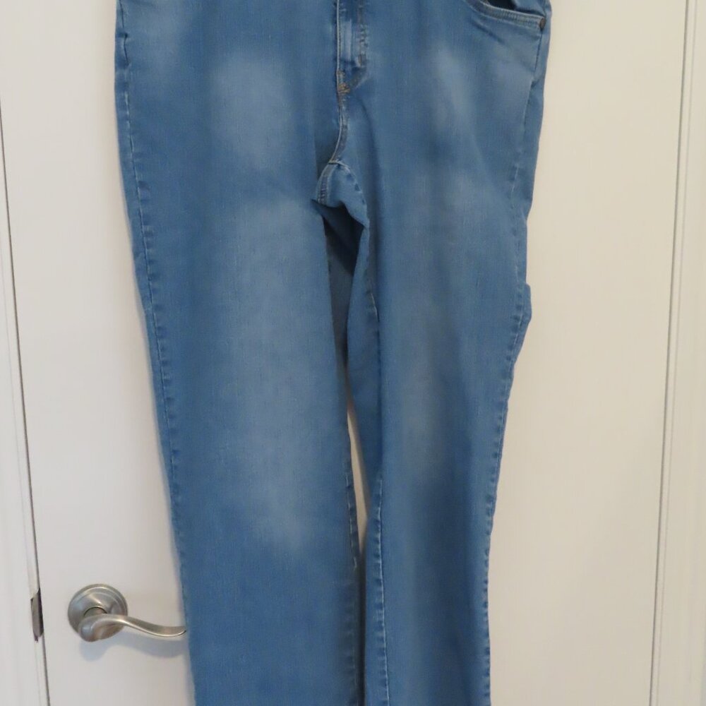 Woman Within Stretchy Jeans Pull On Straight Leg  Comfort Blue Denim 16W